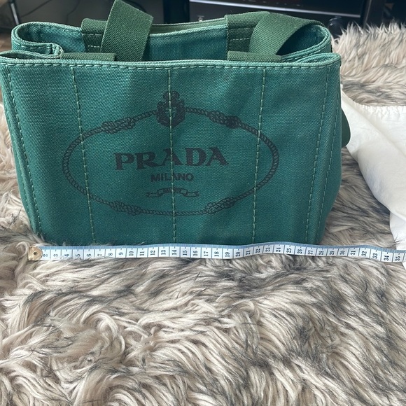 Authentic Prada Canapa Mini 2 way bag shoulder bag green Canvas - Picture 3 of 8